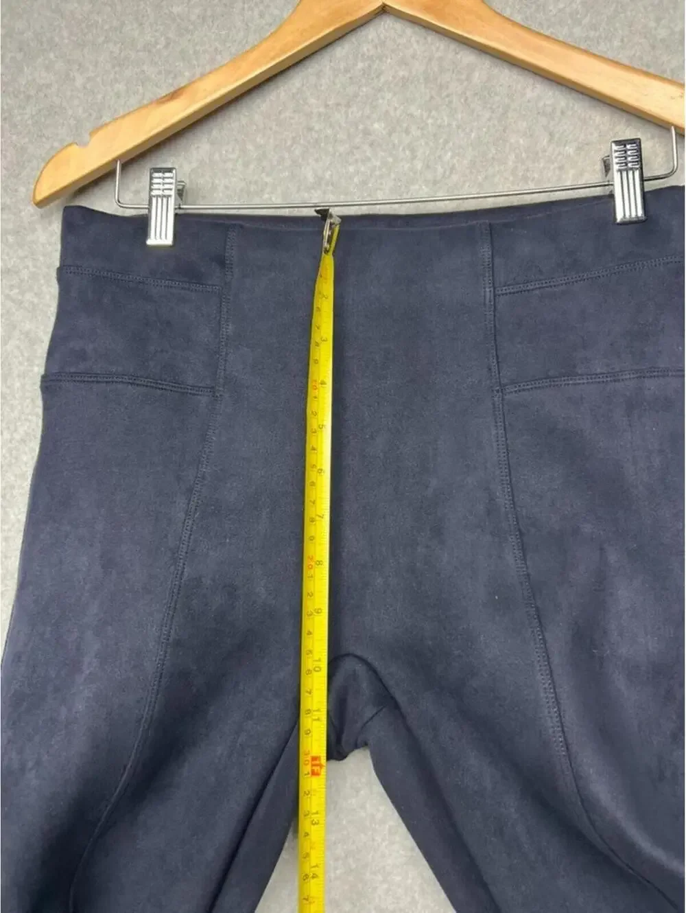 Spanx Faux Suede High Waisted Leggings Navy Shaping Stretch Y2K Goth L Baddie